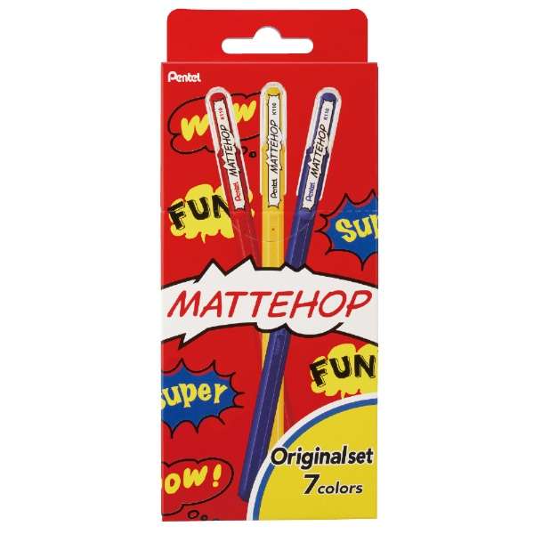 Pentel Mattehop Gel Roller Pen Original 7 color set