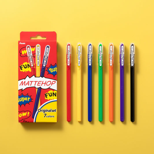 Pentel Mattehop Gel Roller Pen Original 7 color set
